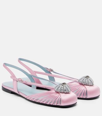 Valentino Garavani Coeur Royal satin slingback flats