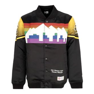 New Era New Era, Bomber Jackets, male, Black, Size: M Snap Satin Jacket