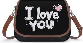 Generic I Love You Small Womens Crossbody Bags Shoulder Handbag with Adjustable Strap for Travel