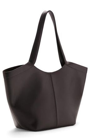 Mango Large Leather Shoulder Bag in Chocolate at Nordstrom Rack