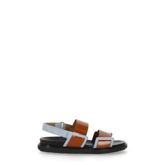 Marni Flat Sandals, female, Brown, Size: 10 US Fussbett Double-strap Sandal