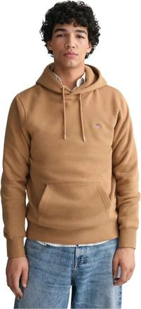 GANT Hoodie met Geborduurd Logo - Heren - Hoodies - Beige - 2XL - Katoen - Hoodies & sweatvesten