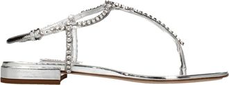 Miu Miu Womens Crystal Sandals - Silver Leather - Size 36.5 EU/IT