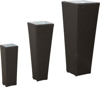 vidaXL Conjunto De Jard&iacute;n 3 Uds. Negro 30 X 30 X 80 Cm Metal Vidaxl