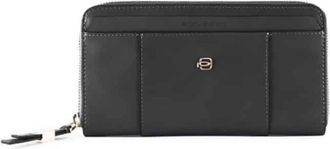Piquadro Circle Zip Around Portemonnee - Dames - Portefeuilles - Zwart - ONE Size - Leer - Accessoires