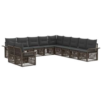 vidaXL Conjunto De Sof&aacute;s De Jard&iacute;n 11 Pcs Gris Rat&aacute;n Sint&eacute;tico Vidaxl