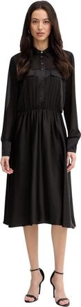 Fracomina Regular Fit Midi Jurk - Dames - Casual kleedjes - Zwart - L - Polyester - Kleedjes