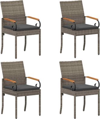 vidaXL Sillas De Jard&iacute;n 4 Uds. Gris Y Gris Oscuro Polirat&aacute;n Y Acacia Vidaxl