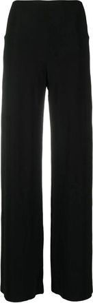 Norma Kamali Zwarte Wijde Pijp Broek - Dames - Straight fit broeken - Zwart - L - Polyester - Broeken