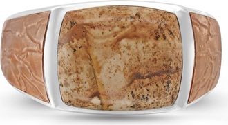 LuvMyJewelry Light Brown Picasso Jasper Sterling Silver Men Signet Ring at Nordstrom, Size 11