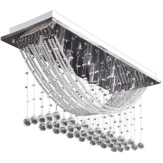 vidaXL Lampada da Soffitto Bianca con Cristalli di Vetro 8 x G9 29 cm - Vidaxl