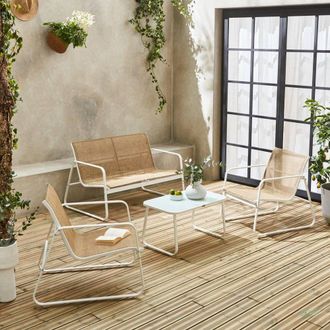 Sweeek 4-seater Metal Garden Furniture Set in White
