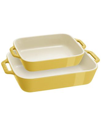 Staub Ceramic 2Pc Citron Rectangular Baking Dish Set
