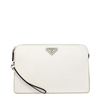 Prada Herrens Wei&szlig;e Lederpochette