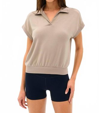 SPLITS59 Evie Sleeveless Polo In Latte