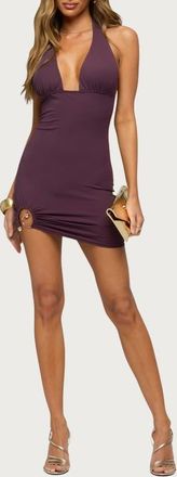 Edikted Kiena Halter Minidress in Purple at Nordstrom, Size X-Small