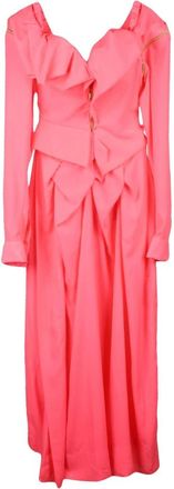 Vivienne Westwood Drunken LS Jurk - Dames - Avondkleed - Roze - S - Polyester - Kleedjes