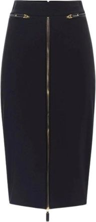 Elisabetta Franchi Longuette Kokerrok - Dames - Kokerrokken - Zwart - XL - Polyester - Rokken