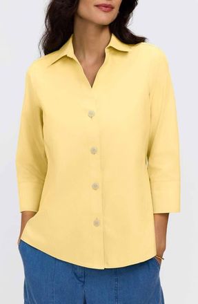 Foxcroft Paityn Non-Iron Cotton Shirt in Lemon Yellow at Nordstrom, Size 10