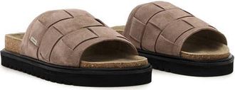 AllSaints Randal Woven Leather Slide Sandal (Men) in Karoo Brown at Nordstrom, Size 13