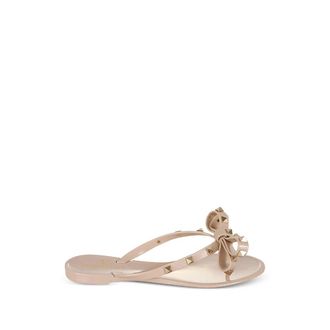 Valentino Garavani Flip Flops, female, Beige, Size: 6 US Rockstud Rubber Slipper