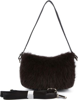 Generic Womens Faux Fur Crossbody Handbag with Zip Closure - Mini Shoulder Bag with Adjustable Strap, Compact PU Handle Purse for Everyday Use (Coffee)