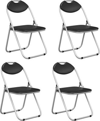 Costway Set of 4 Folding Metal Chair Padded Kitchen Dining Seat U-shaped Guest Chair