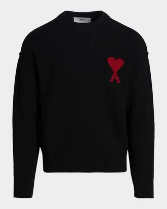 Ami Men & apos;s Ami De Coeur Wool Knit Crewneck Sweater