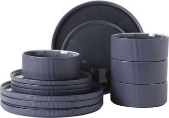 Gibson Home Redrock Canyon 12-Piece New Bone China Plates and Bowls Dinnerware Set in Blue at Nordstrom