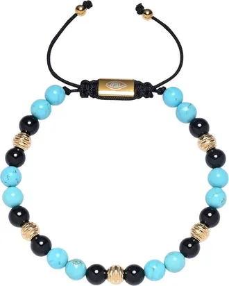 Eye Candy Los Angeles Ethan Agate Beaded Slider Bracelet in Teal at Nordstrom Rack