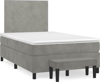 vidaXL Vidaxl - Cama Box Spring Con Colch&oacute;n Terciopelo Gris Claro 120x190 Cm