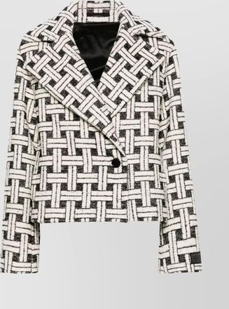 Kenzo peak lapel check pattern cotton blend jacket