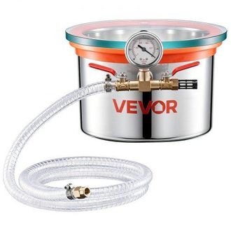 OEM C&aacute;mara De Vac&iacute;o De 5,7 L, C&aacute;mara De Desgasificaci&oacute;n Al Vac&iacute;o De Acero Inoxidable Con Tapa De Vidrio Templado, Manguera, Filtro De Aire, Para Fundici&oacute;n