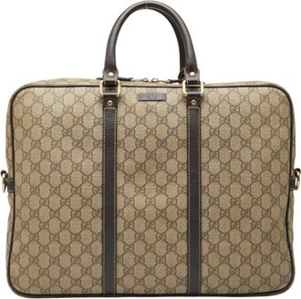 Gucci Beige Brown Pvc Leather Briefcase (Pre-Owned)