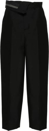 Fendi Zwarte Mohair-Wolmix Stijlvolle Broek - Dames - Broeken - Zwart - S - Wol - Broeken