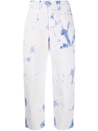 Stella McCartney acid-wash cropped jeans - women - Cotton/Cotton/Polyester/Spandex/Elastane - 24 - White