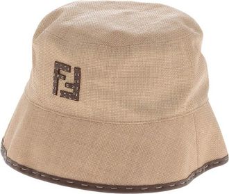 Fendi Beige Valentine Logo Bucket Hat