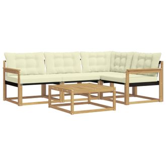 vidaXL Conjunto De Sof&aacute;s De Exterior 5 Pcs Blanco Y Crema Vidaxl
