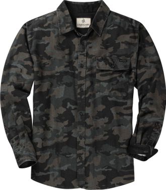 Legendary Whitetails Mens Flannel Shirt Long Sleeve Button Down 100% Cotton, Nocturnal Camo, Large