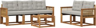 vidaXL Conjunto De Sof&aacute;s De Exterior 6 Uds. Natural Y Gris Claro Vidaxl