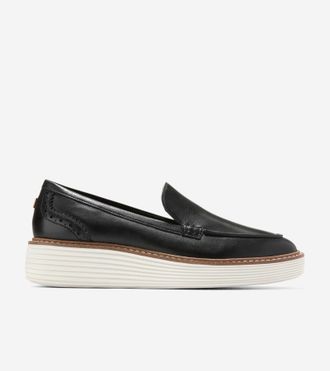 Cole Haan Womens &Oslash;riginal Grand Platform Venetian Loafers - Black Size 6.5