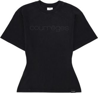 Courr&egrave;ges Black Logo Crew Neck T-Shirt