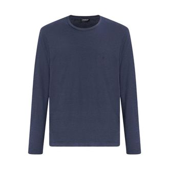 Dondup Tops, Heren, Blauw, M, Katoen, Regular-fit T-shirt met ronde hals