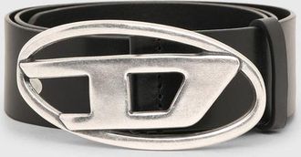 Diesel 3.9cm leather belt with D buckle - Belts - Man - Black