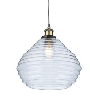 Netlighting Orla Dome Pendant Light Antique Brass with Clear Glass in Gold