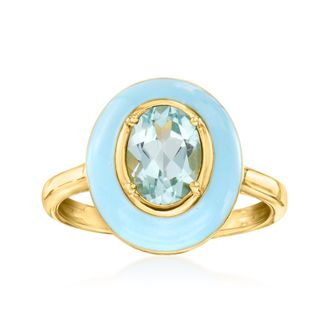 Ross-Simons Sky Blue Topaz Ring With Pastel Blue Enamel in 18kt Gold Over Sterling