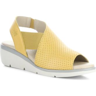 FLY London Nisi Platform Wedge Sandal in 001 Bumblebee Mousse at Nordstrom Rack, Size 10-10.5Us / 41Eu