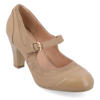Journee Collection Womens Siri Medium and Wide Width Round Toe Block Heel Mary Jane Pumps