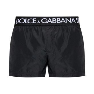 Dolce & Gabbana Beachwear, male, Black, Size: S Boxer Mare con Elastico Logato