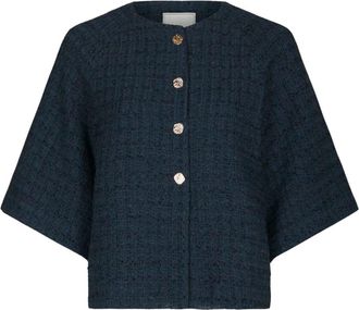 Neo Noir Tweed Jas - Dames - Blazers - Blauw - XL - Tweed - Jassen
